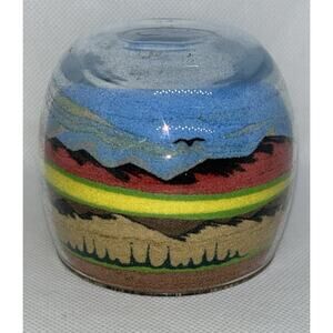 VTG Sand Globe PAINTED DESERT SANDS Glass Art Paperweight Handmade by Indians